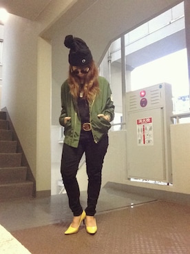 「黒ニット」｜ゆかり🍎さん（レディース・152cm）の冬コーディネート