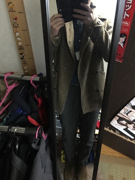 「Ralph Lauren」｜「アイテム（ピーコート）」を使った、Kyohei Aoyagiさん（メンズ・169cm）の冬コーディネート