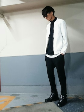 「YEVS（イーブス）のアイテム（ノーカラージャケット）」を使った、TKCさん（メンズ・174cm）の秋コーディネート
