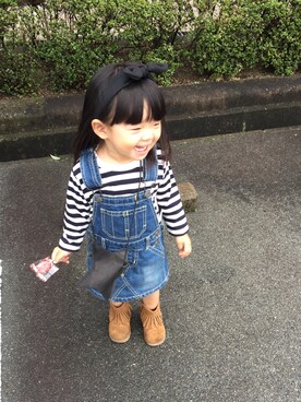 「フリンジ」｜「アイテム（オールインワン・サロペット）」を使った、Reaさん（キッズ・90cm）の秋コーディネート