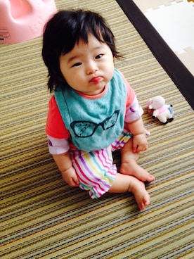 「アイテム（ママ＆ベビー、グリーン系）」を使った、hanechamさん（キッズ・70cm）の秋コーディネート