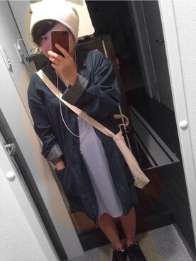 「アイテム（ワンピース/ドレス、ブルー系）」を使った、yunaさん（レディース・152cm）の秋コーディネート