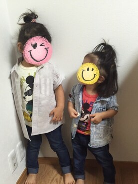 「F.O.KIDS（エフオーキッズ）のアイテム（タンクトップ）」を使った、emiiさん（キッズ・90cm）の秋コーディネート