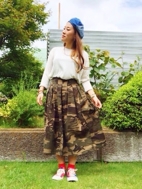 「アイテム（チュニック、ベージュ系）」を使った、★miku★さん（レディース・157cm）の夏コーディネート