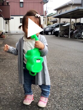 「アイテム（おもちゃ、グリーン系）」を使った、harucocoさん（キッズ・80cm）の秋コーディネート