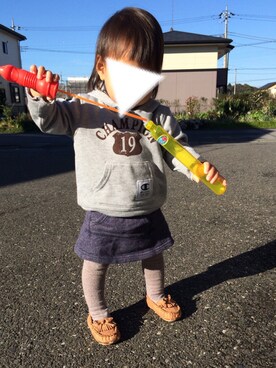 「NANO universe（ナノユニバース）のアイテム（スカート）」を使った、harucocoさん（キッズ・80cm）の秋コーディネート