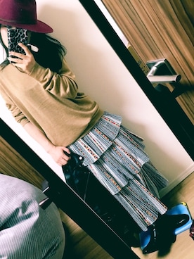 「ハットコーデ」｜「アイテム（ライダースジャケット）」を使った、chico22さん（レディース・148cm）の秋コーディネート