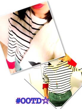 「ボーダーニット」｜「アイテム（メイクアップ）」を使った、chico22さん（レディース・148cm）の秋コーディネート