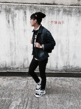 「NEW ERA（ニューエラ）のアイテム（ハンチング/ベレー帽）」を使った、AndrewYuCheukHangさん（メンズ・170cm）の冬コーディネート