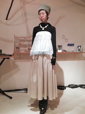 「アイテム（ブーツ、シルバー系）」を使った、ウエダマユさん（レディース・161cm）の冬コーディネート