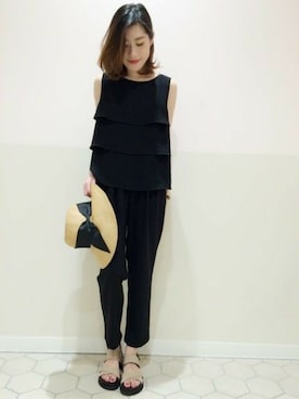 「A part by（アパートバイ）のアイテム（オールインワン・サロペット）」を使った、エミリさん（レディース・158cm）の夏コーディネート