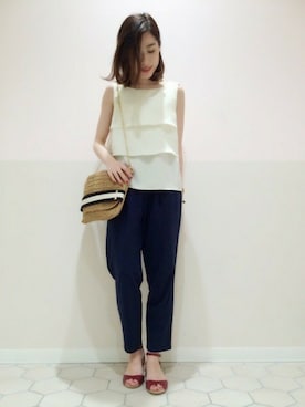 「A part by（アパートバイ）のアイテム（オールインワン・サロペット）」を使った、エミリさん（レディース・158cm）の夏コーディネート