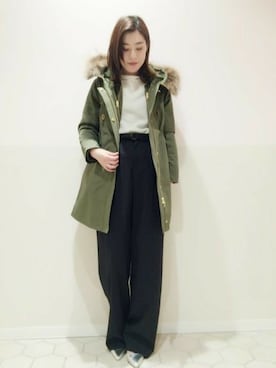 「A part by（アパートバイ）のアイテム（モッズコート）」を使った、エミリさん（レディース・158cm）の秋コーディネート