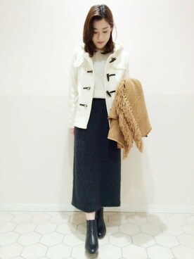 「A part by（アパートバイ）のアイテム（ダッフルコート）」を使った、エミリさん（レディース・158cm）の秋コーディネート