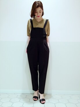 「A part by（アパートバイ）のアイテム（オールインワン・サロペット）」を使った、エミリさん（レディース・158cm）の春コーディネート