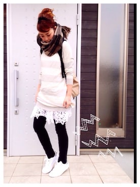 「Lee（リー）のアイテム（その他パンツ）」を使った、makiさん（レディース・161cm）の春コーディネート
