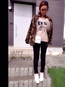 「halloween」｜「アイテム（ミリタリージャケット）」を使った、makiさん（レディース・161cm）の秋コーディネート