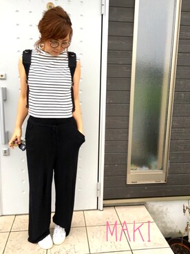 「adidas（アディダス）のadidas Originals / STAN SMITH W（スニーカー）」を使った、makiさん（レディース・161cm）の夏コーディネート