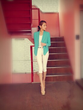 「TOPSHOP（トップショップ）のLACE BODY（その他トップス、ベージュ系）」を使った、西上まなみさん（レディース・168cm）の春コーディネート