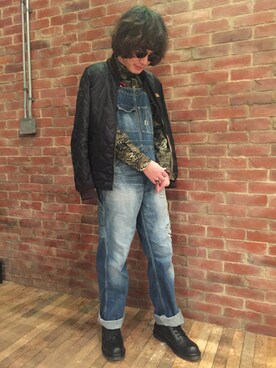 「HYSTERIC GLAMOUR（ヒステリックグラマー）のアイテム（サロペット/オーバーオール）」を使った、♪♫♬♪♬♫♪さん（メンズ・172cm）の冬コーディネート