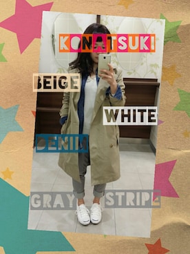 「白いスニーカー」｜「アイテム（トレンチコート）」を使った、KONATSUKIさん（レディース・142cm）の春コーディネート