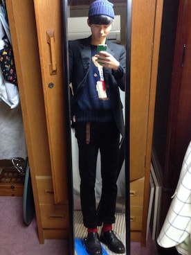 「RALPH LAUREN（ラルフ ローレン）のニット（ニット/セーター、その他）」を使った、YamazakiYusukeさん（メンズ・184cm）の冬コーディネート