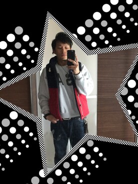 「アイテム（ダウンベスト、その他）」を使った、S-taさん（メンズ・170cm）の春コーディネート