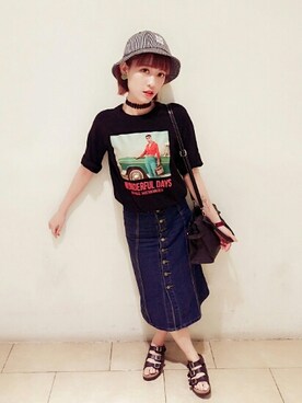 「5（ファイブ）のアイテム（帽子）」を使った、泰瑞莎 Teresa Tuさん（レディース・170cm）の夏コーディネート