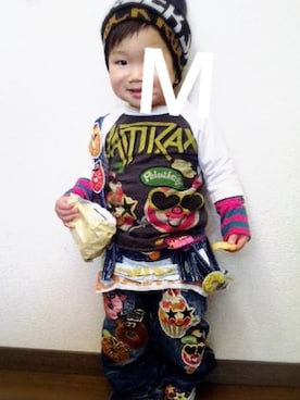 「JAM（ジャム）のアイテム（サロペット/オーバーオール）」を使った、marickさん（キッズ・80cm）の秋コーディネート