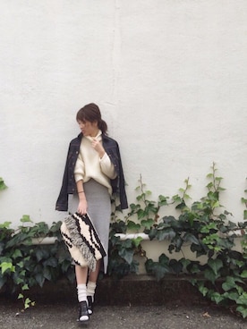 「TODAYFUL（トゥデイフル）のアイテム（デニムジャケット）」を使った、YUKO さん（レディース・156cm）の冬コーディネート