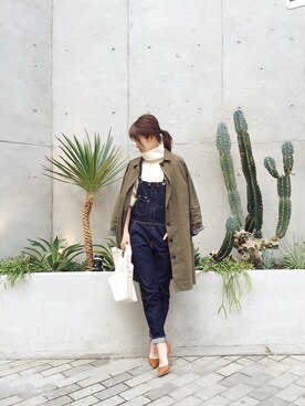 「TODAYFUL（トゥデイフル）のアイテム（サロペット/オーバーオール）」を使った、YUKO さん（レディース・156cm）の冬コーディネート