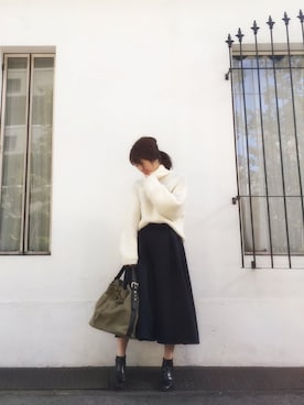 「TODAYFUL（トゥデイフル）のアイテム（トートバッグ）」を使った、YUKO さん（レディース・156cm）の冬コーディネート