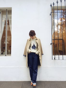 「TODAYFUL（トゥデイフル）のアイテム（トレンチコート）」を使った、YUKO さん（レディース・156cm）の冬コーディネート