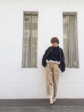 「TODAYFUL（トゥデイフル）のアイテム（MA-1）」を使った、YUKO さん（レディース・156cm）の冬コーディネート