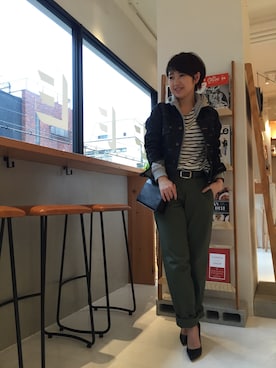 「TODAYFUL（トゥデイフル）のアイテム（デニムジャケット）」を使った、YUKO さん（レディース・156cm）の冬コーディネート