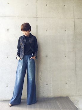 「TODAYFUL（トゥデイフル）のアイテム（デニムジャケット）」を使った、YUKO さん（レディース・156cm）の冬コーディネート