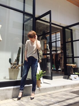 「TODAYFUL（トゥデイフル）のアイテム（バックパック/リュック）」を使った、YUKO さん（レディース・156cm）の春コーディネート