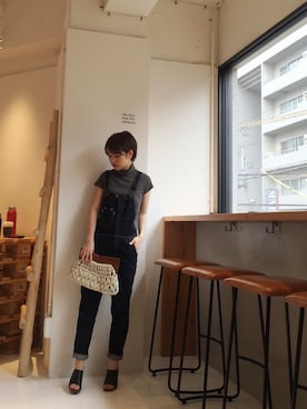 「TODAYFUL（トゥデイフル）のアイテム（サロペット/オーバーオール）」を使った、YUKO さん（レディース・156cm）の夏コーディネート