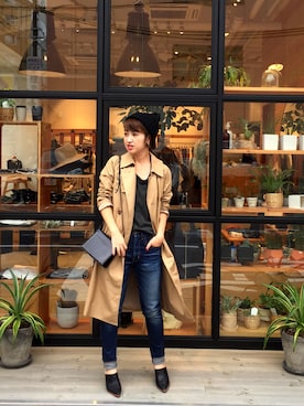 「TODAYFUL（トゥデイフル）のアイテム（トレンチコート）」を使った、YUKO さん（レディース・156cm）の秋コーディネート