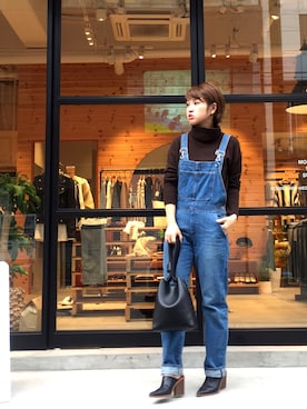 「TODAYFUL（トゥデイフル）のアイテム（オールインワン・サロペット）」を使った、YUKO さん（レディース・156cm）の秋コーディネート