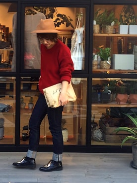 「Ameri（アメリ）のアイテム（シューズ）」を使った、YUKO さん（レディース・156cm）の秋コーディネート