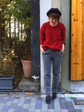 「アイテム（ブーティ）」を使った、YUKO さん（レディース・156cm）の秋コーディネート