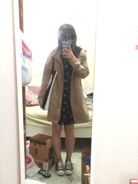 「UNIQLO（ユニクロ）のアイテム（ピーコート、ブラウン系）」を使った、红洋冲さん（レディース）の秋コーディネート