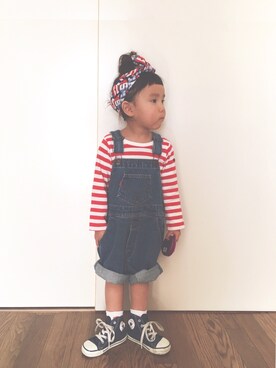 「Levi's」｜「アイテム（サロペット/オーバーオール）」を使った、sanachangさん（キッズ・90cm）の冬コーディネート