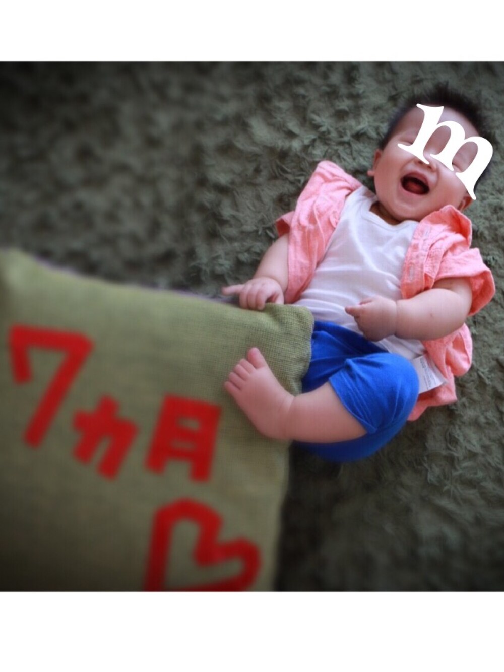 「baby、7ヶ月、男の子、親バカ」｜「UNIQLOのアイテム（レギンス/スパッツ、ブルー系）」を使った、makya‼︎さん（キッズ・70cm）の秋コーディネートの1枚目の写真