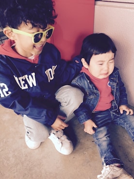 「アイテム（ナイロンジャケット）」を使った、kazumiさん（キッズ・110cm）の冬コーディネート