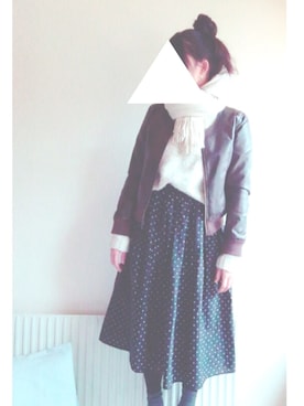 「B.L.U.E（ビーエルユーイー）のアイテム（ブルゾン）」を使った、chiiさん（レディース・157cm）の冬コーディネート