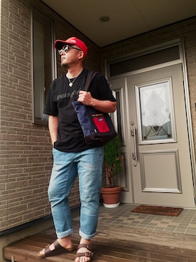 「BIRKENSTOCK（ビルケンシュトック）の＜BIRKENSTOCK（ビルケンシュトック）＞ ARIZONA BIRKOFLOR/サンダル¨ ◆（サンダル）」を使った、やすひろさん（メンズ・177cm）の夏コーディネート