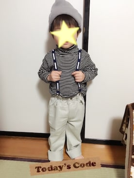 「CECIL McBEE（セシルマクビー）のアイテム（ニットキャップ/ビーニー）」を使った、usagiさん（キッズ・90cm）の冬コーディネート