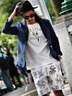 「O.C CREW（オーシークルー）のアイテム（パンツ）」を使った、Mashin Izumiさん（メンズ・170cm）の春コーディネート